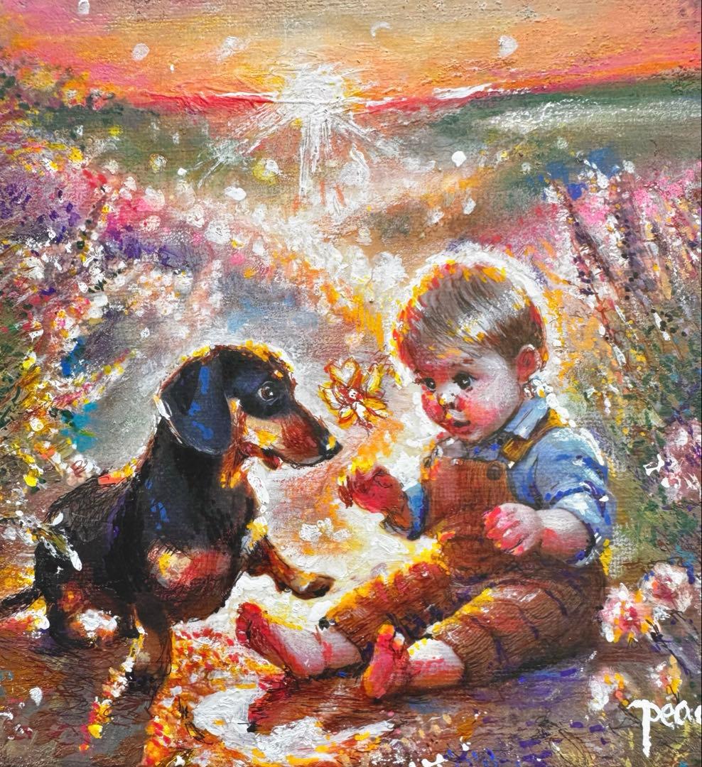 y*i様 絵画原画《輝く絆》　♡の妖精　ダックス