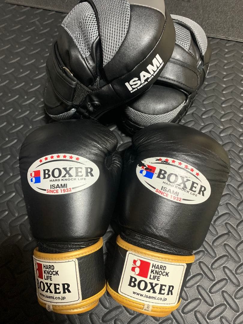 ふ*7様 ISAMI BOXER ボクシンググローブ 8oz ブラックミットセッ