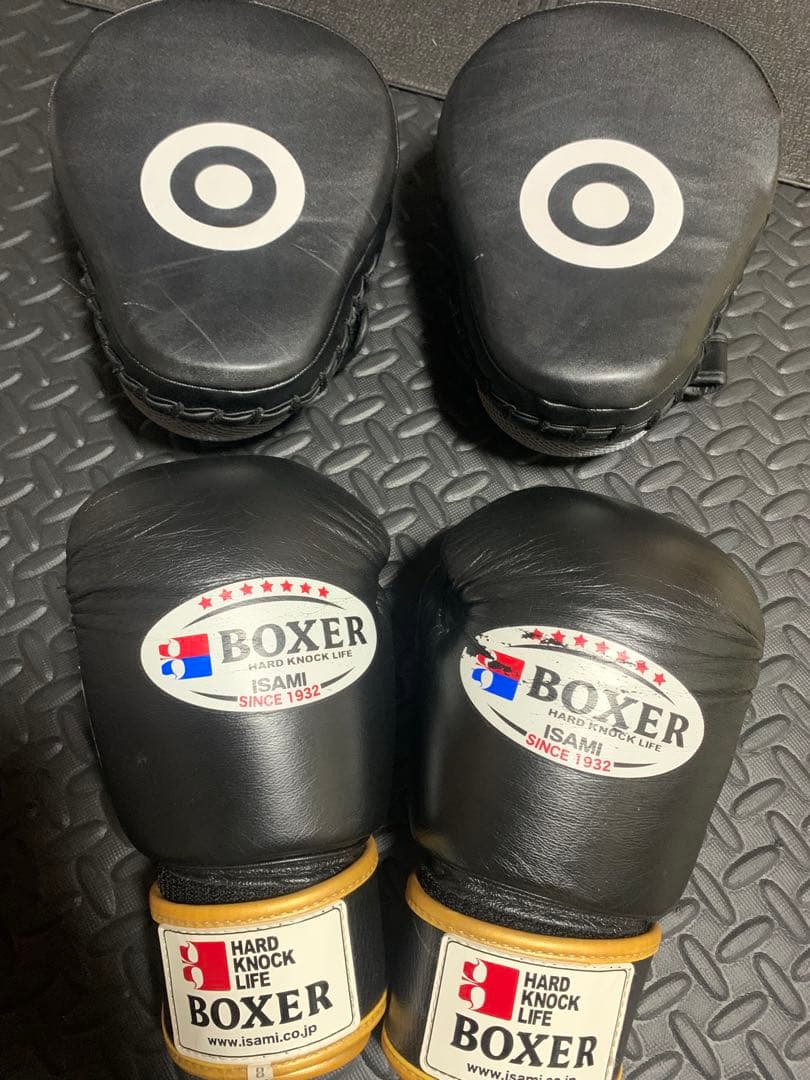 ふ*7様 ISAMI BOXER ボクシンググローブ 8oz ブラックミットセッ