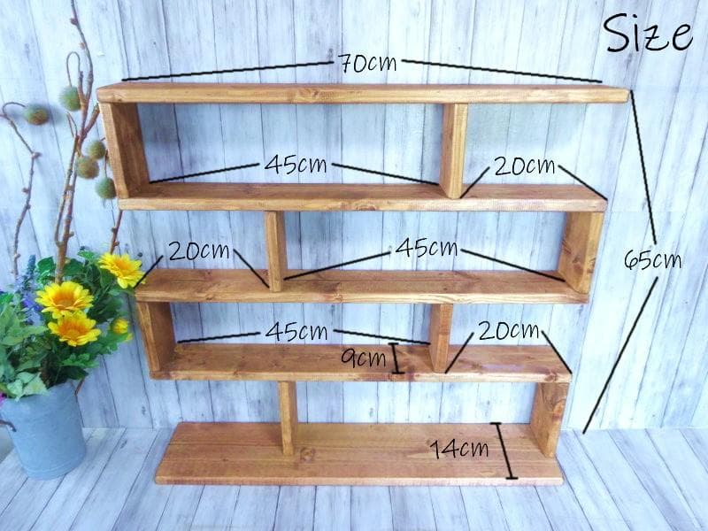 ハンドメイド ４段ラック 幅70cm (チーク色)