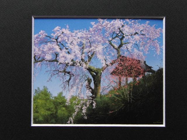 田中芳照、春鐘、希少な画集より、新品高級額、額装付、状態良好