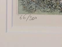 【真作】版画　織田義郎　銅版画　函館ハリストス正教会と港町風景　Y166