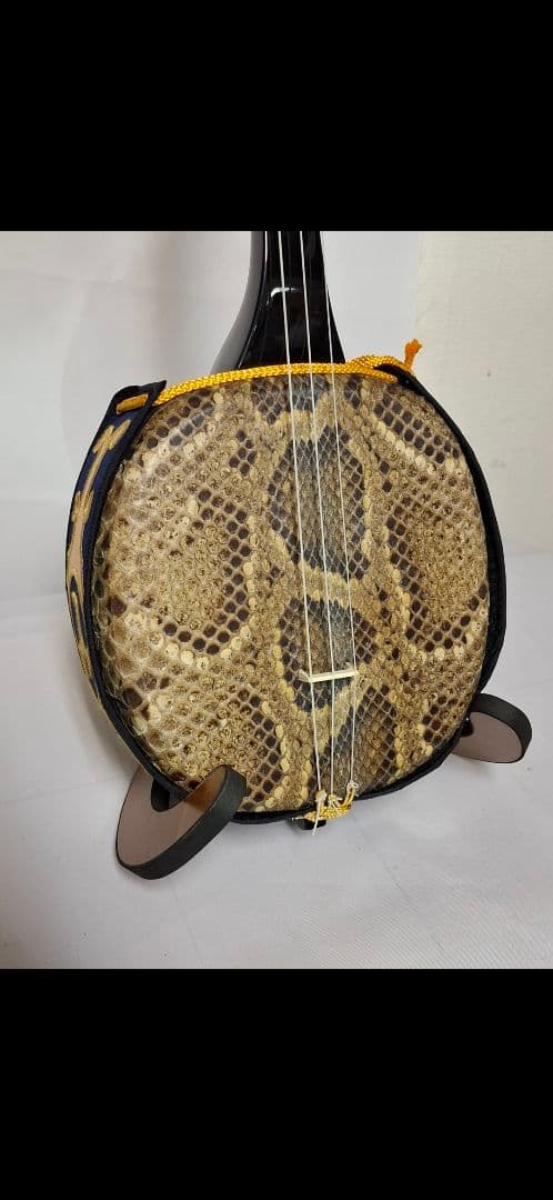 三線　サンシン本体　本皮　 金色装飾付き