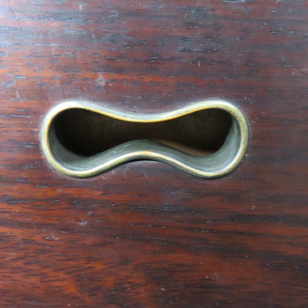 角火鉢 紫檀製 木製 瓢箪取っ手 内銅 囲炉裏 手あぶり A