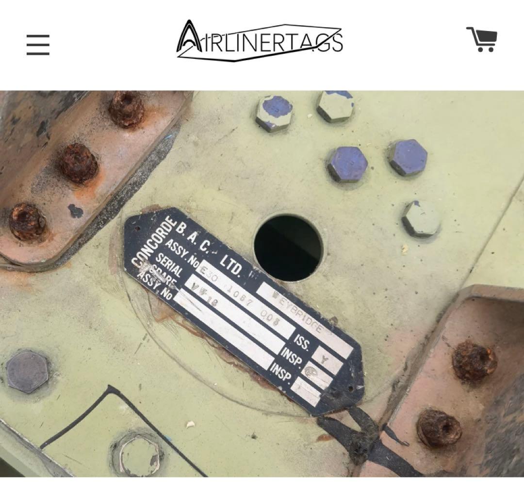 超音速旅客機 コンコルド 垂直尾翼 タグ 六角形 裏彫刻 英国航空 実機 飛行機