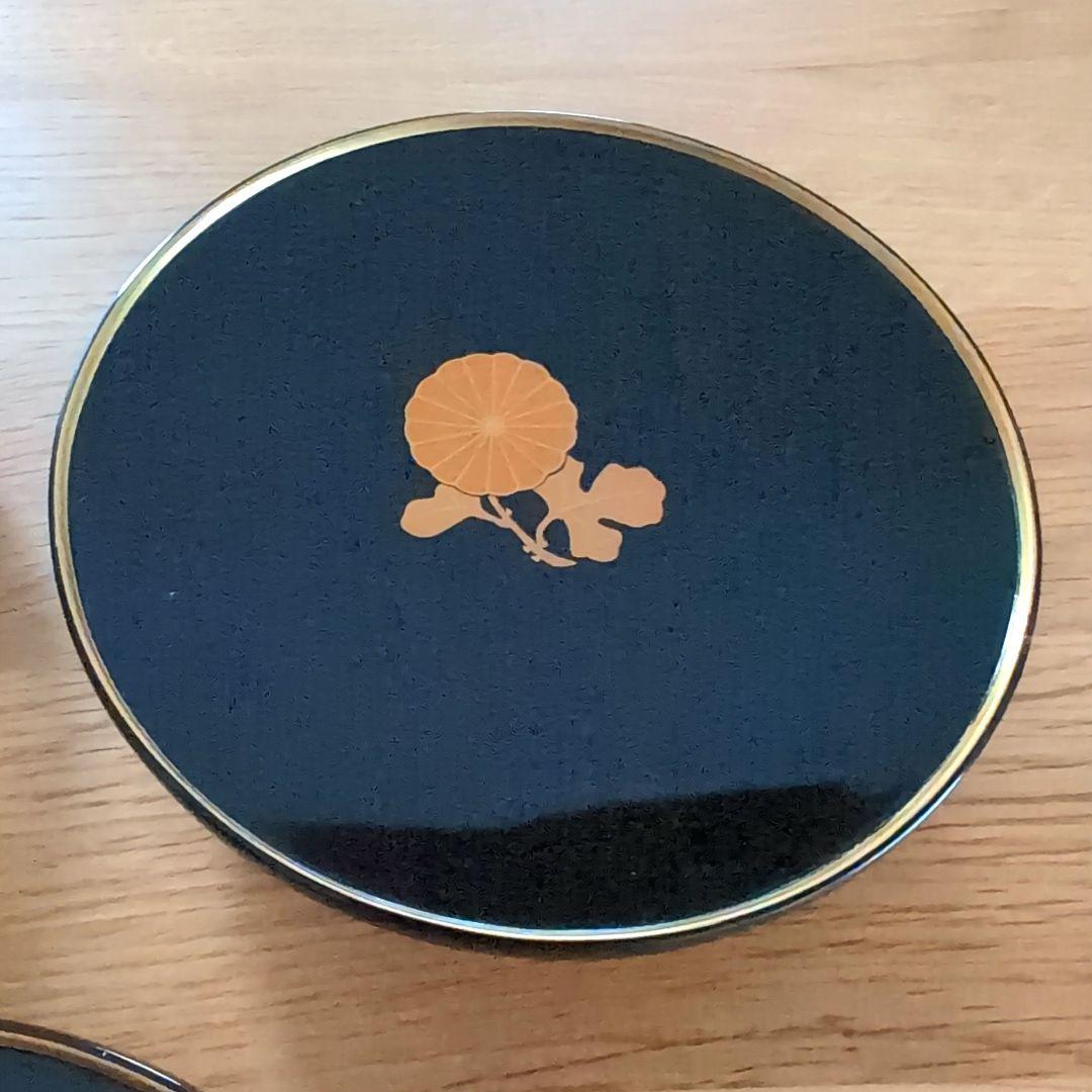 輪島塗 五聖蒔絵銘々皿5枚セット 金箔蒔絵装飾 共箱説明書き付