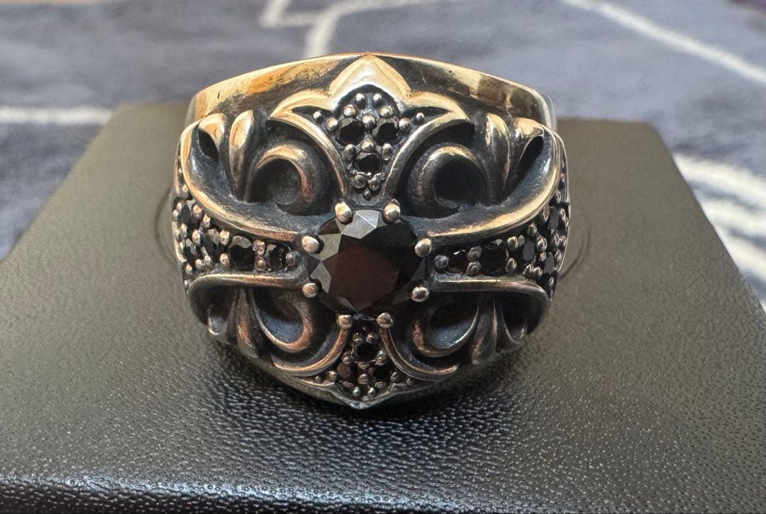 †クロムハーツ† フローラルクロスリング　22号　シルバー925 天然パヴェ