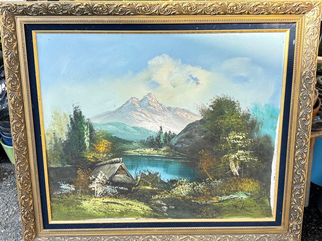 風景画 油彩画 装飾フレーム付き