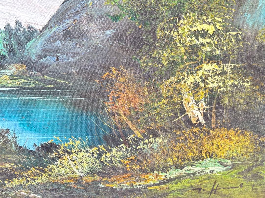 風景画 油彩画 装飾フレーム付き