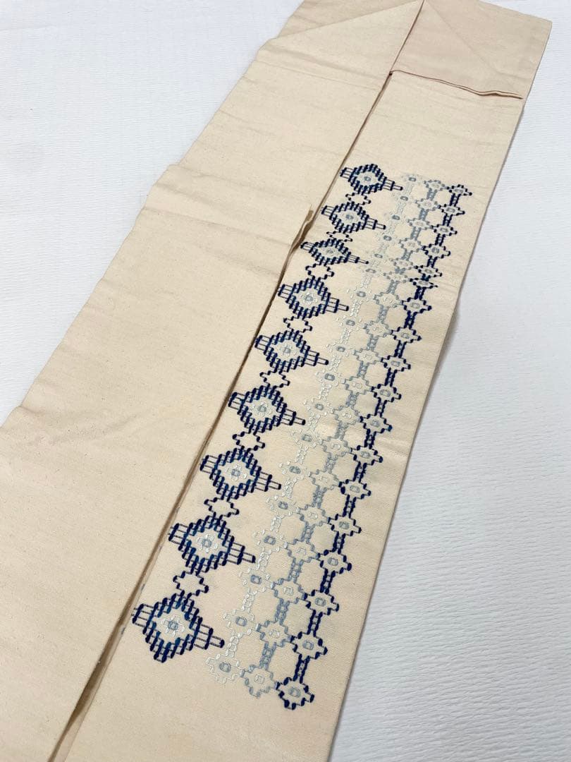 読谷山花織 九寸名古屋帯 上質カジュアルな一本◇本場琉球花織 ベージュ