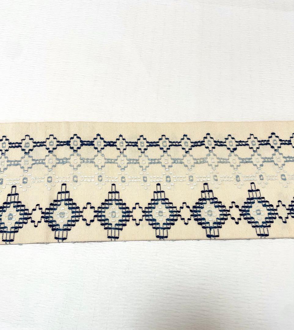 読谷山花織 九寸名古屋帯 上質カジュアルな一本◇本場琉球花織 ベージュ