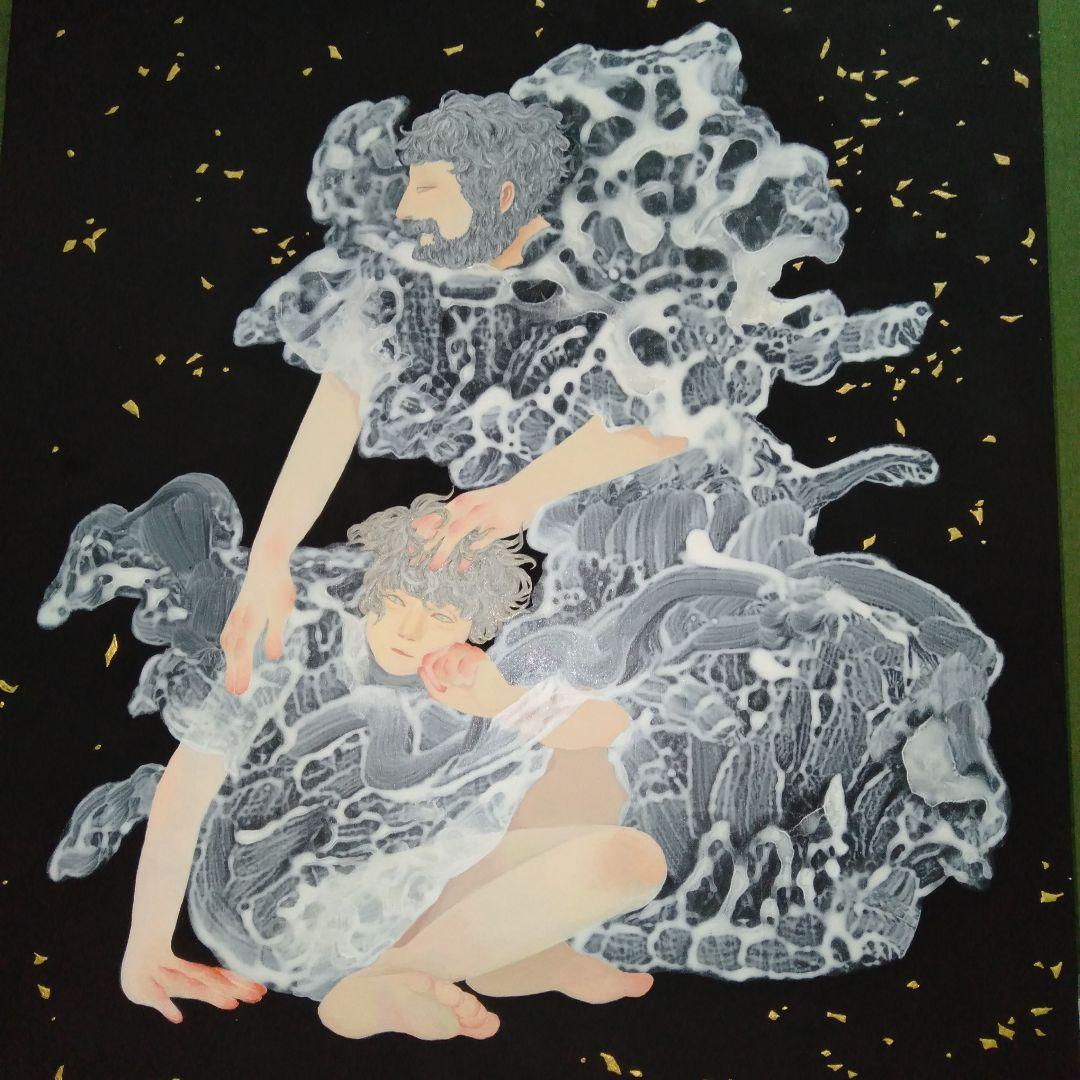 藤本まり子　アクリル画「side」現代アート 　F６号　木製額縁付き