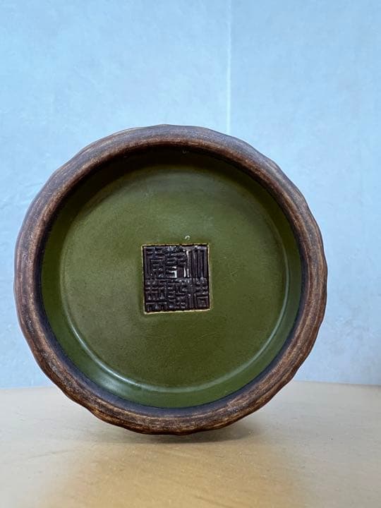 中国清乾隆年製銘茶末釉花瓶官窯唐物アンティーク古美術品　骨董コレクション江戸青磁