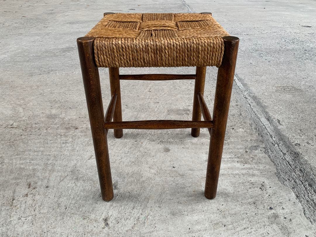 アンティーク ラッシュ スツール 縄編み チェア 民芸家具 椅子 No.5