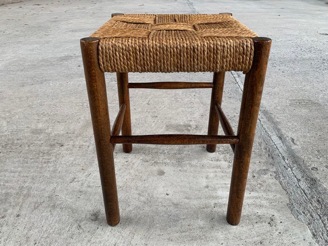 アンティーク ラッシュ スツール 縄編み チェア 民芸家具 椅子 No.5
