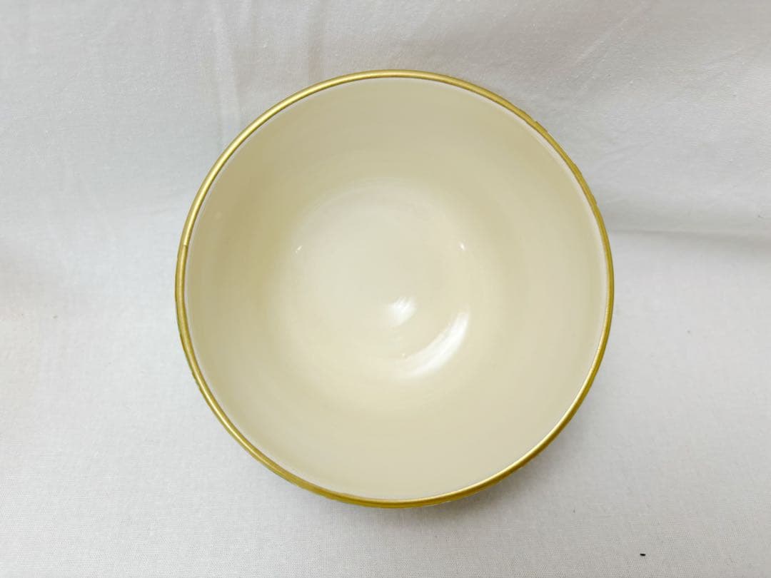 未使用 茶道具 平安御室窯 金彩 毛毬の森絵 茶碗 陶印 共布 共箱 二重箱