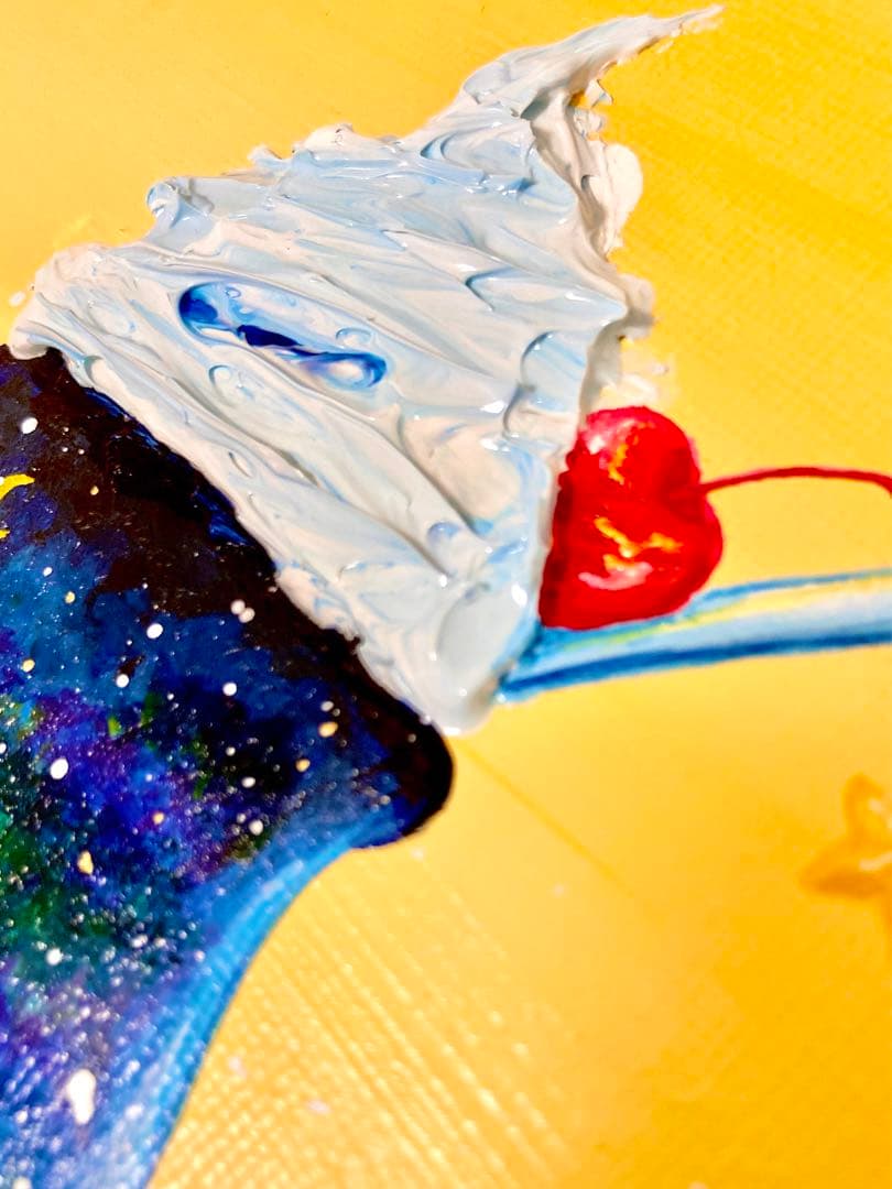 夜空　クリームソーダ　ホイップクリーム　原画　アー　飲み物アート