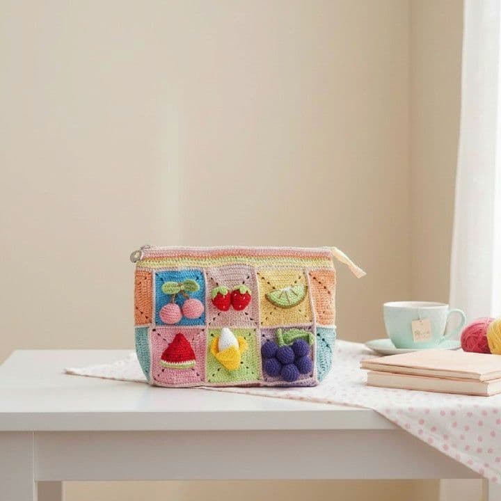 ♡【フルーツモチーフ】♡の編み物ミニバッグ