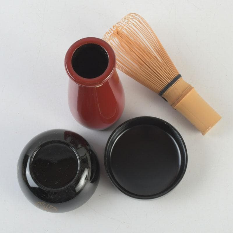 茶道具　桐木地本漆塗　利休茶箱　茶碗　棗　香合など　八点　一式　M　9549