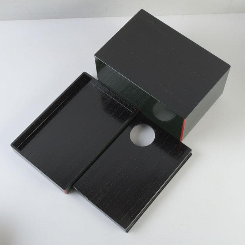 茶道具　桐木地本漆塗　利休茶箱　茶碗　棗　香合など　八点　一式　M　9549