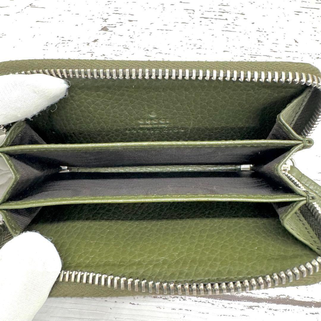 未使用級　グッチ　ケース　マーモント　GG　レザー　カーキ