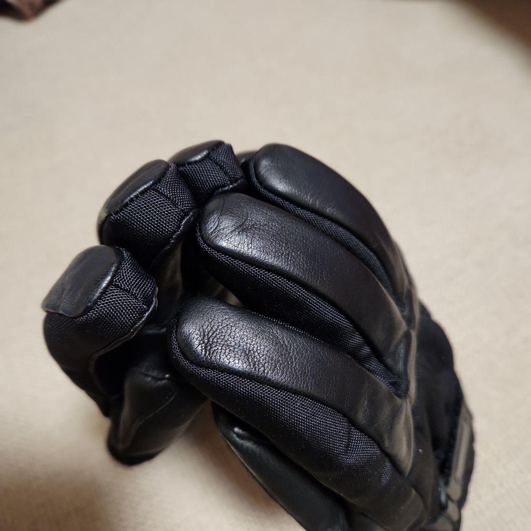 GUCCI 黒 レザー ナイロン グローブ　サイズ8
