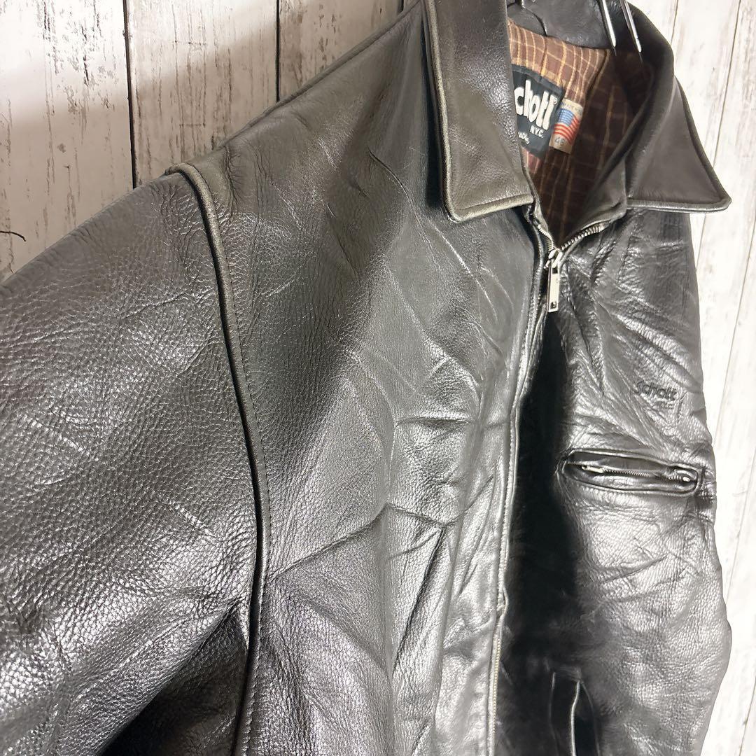 90s schott ショット シングルライダース レザージャケット 古着□
