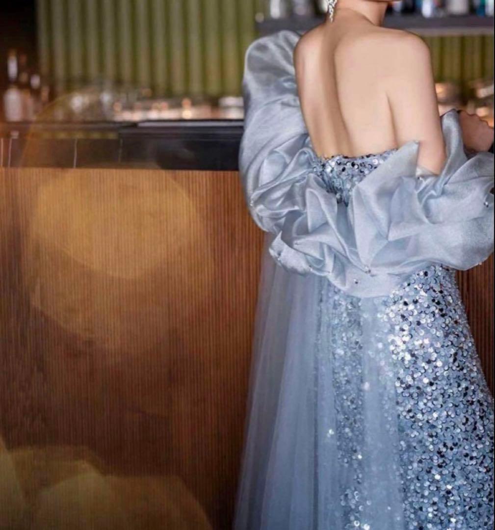 スパンコールがゴージャスなショール付き イブニングドレス