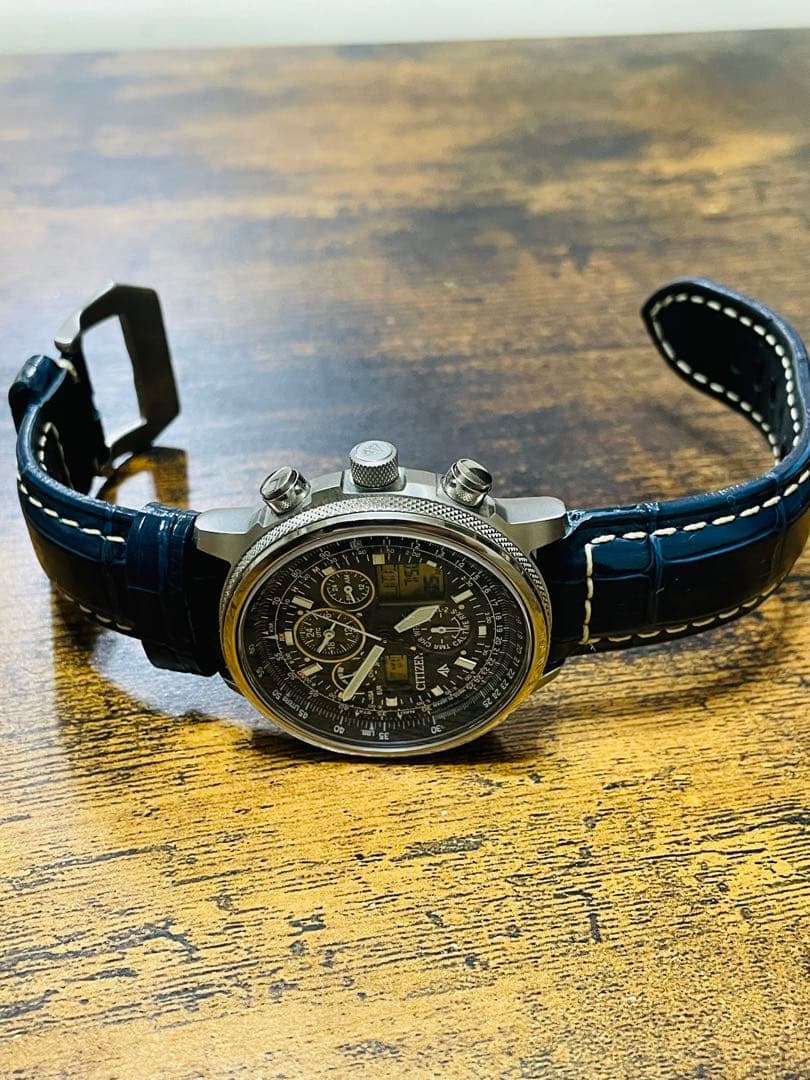 G*n様 美品　シチズンプロマスタースカイ　電波ソーラー　軽量チタン　新品本革ベ