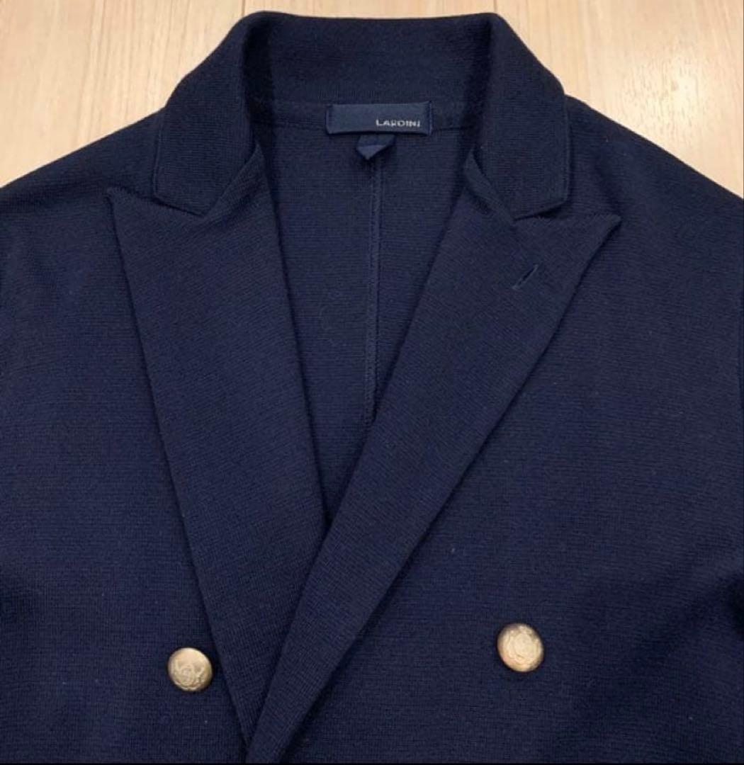 LARDINI ミラノリブダブルニットジャケット　ネイビーM