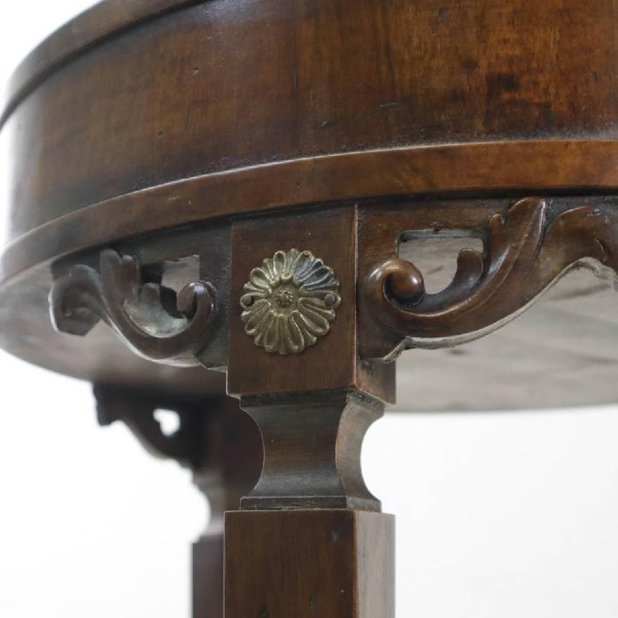 英国アンティーク ウォールナット ラウンド サイドテーブル 引き出し付き