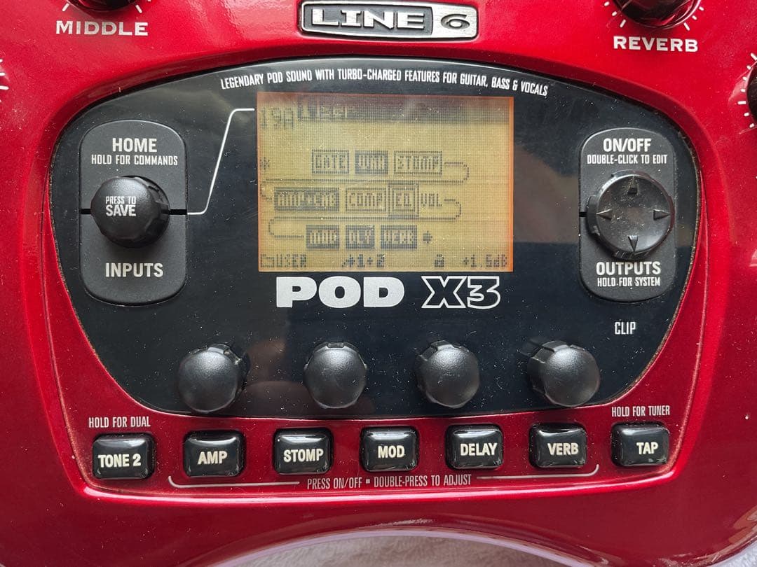 LINE 6 POD X3 レッド & FBV ペダル　音出し確認