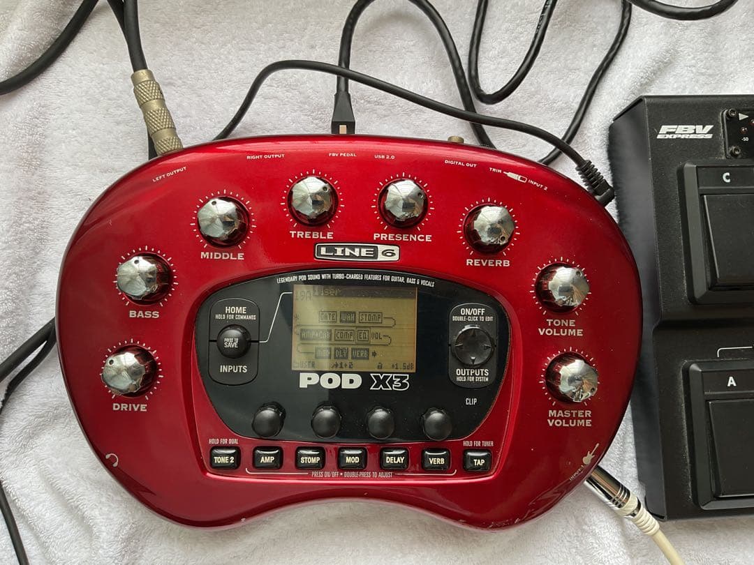 LINE 6 POD X3 レッド & FBV ペダル　音出し確認