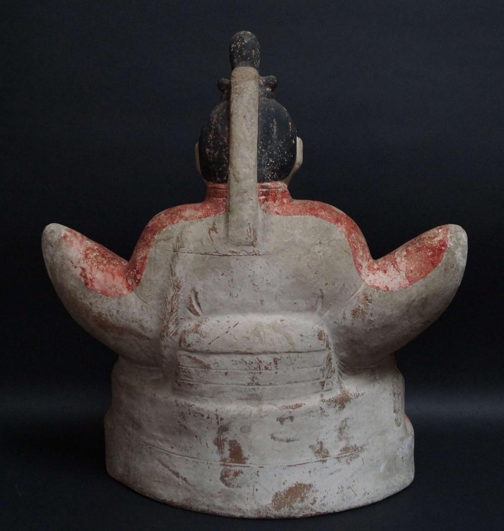 明治期 大型三次人形 天神（菅原道真）置物 光人形 粘土製歴史資料★重さ2.3㎏