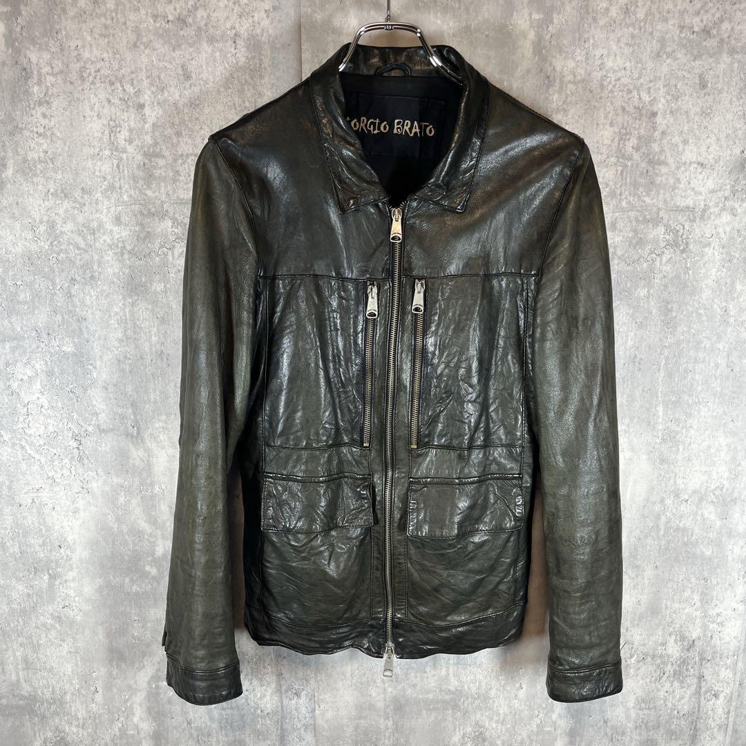 GIORGIO BRATO ジョルジオブラット ラムレザージャケット44シングル