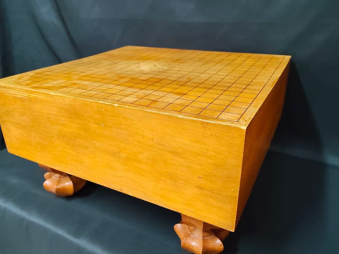 足付碁盤 5寸（厚さ14.5cm）木製 クチナシ型足 へそ有り