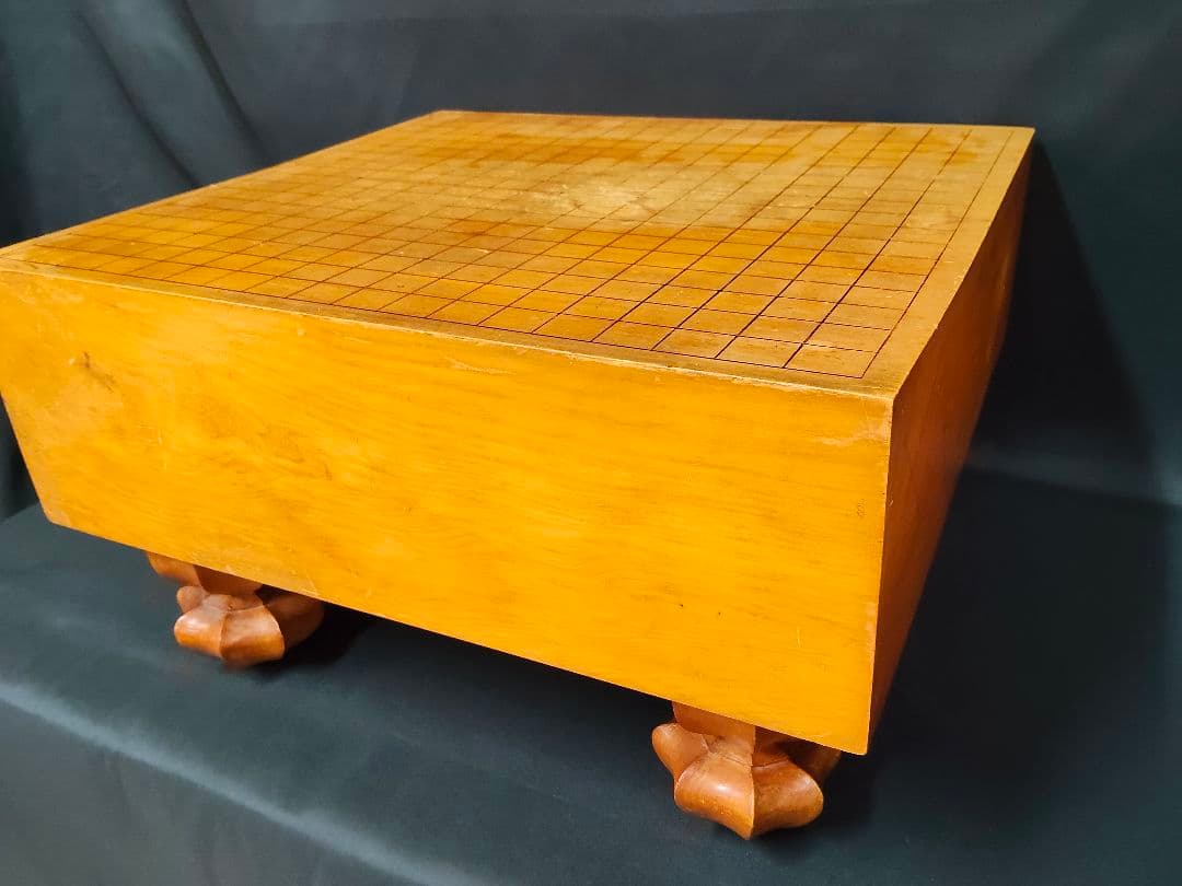 足付碁盤 5寸（厚さ14.5cm）木製 クチナシ型足 へそ有り