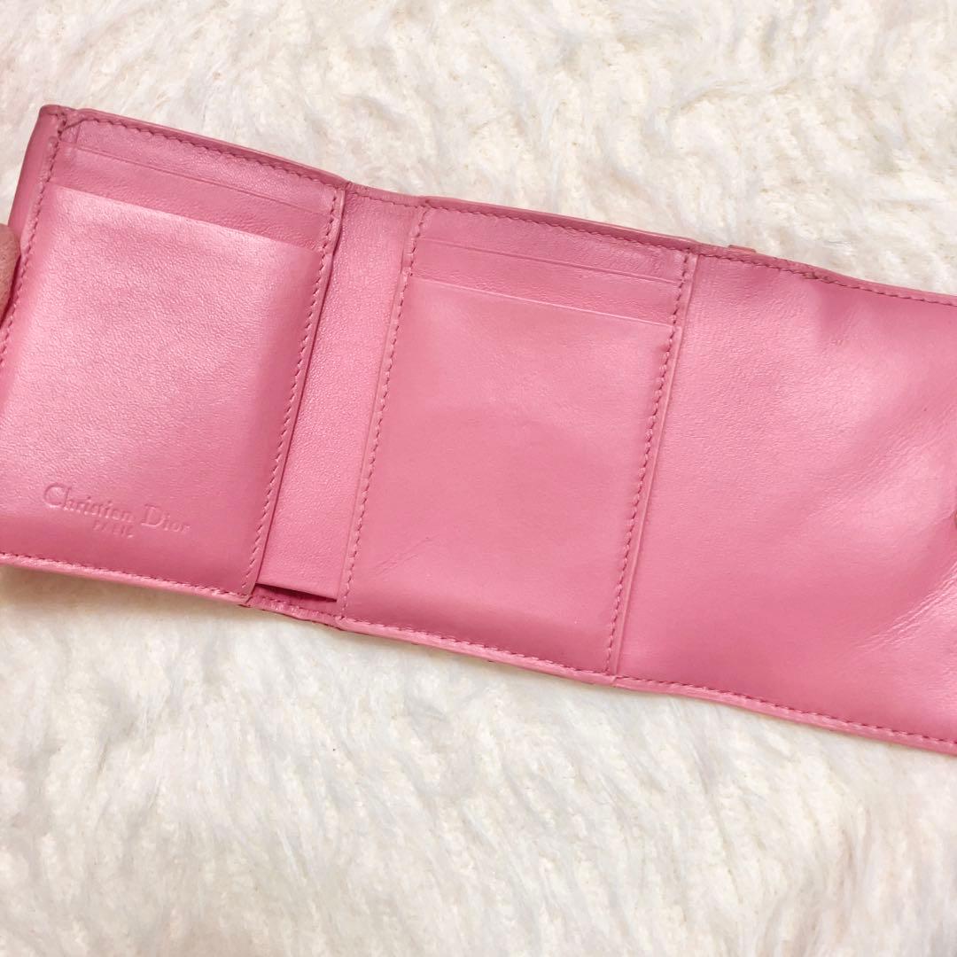 日本限定Dior ディオール Lady Dior Lotus 三つ折り財布ピンク