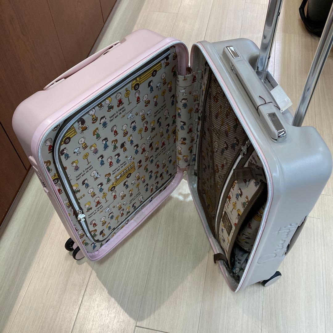 スヌーピー キャリーケース ピンクグレー