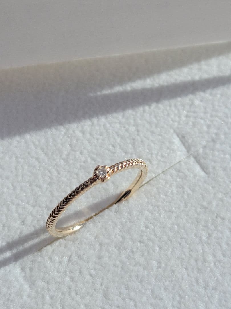 美品★Canal 4℃ K10 YG リング 指輪 ダイヤモンド 縄目
