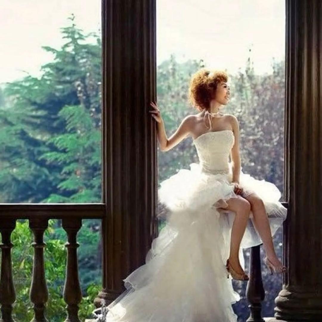 ウェディングドレス　ミニ　前短後長　フィッシュテール