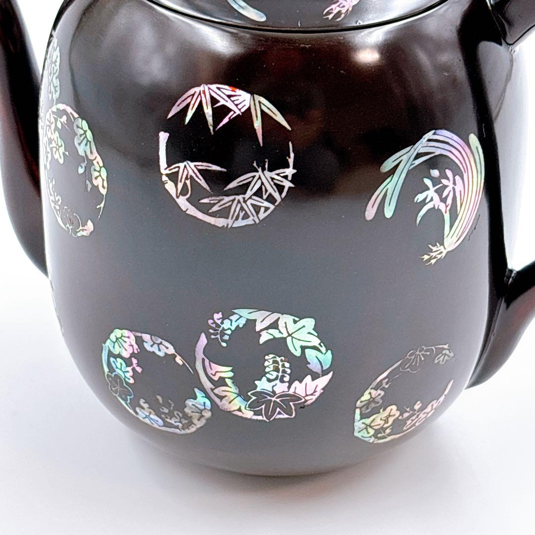 無形文化財13號 杏寸漆芸 人間文化財 李義植 丸紋螺鈿細工 水注 水次 茶器