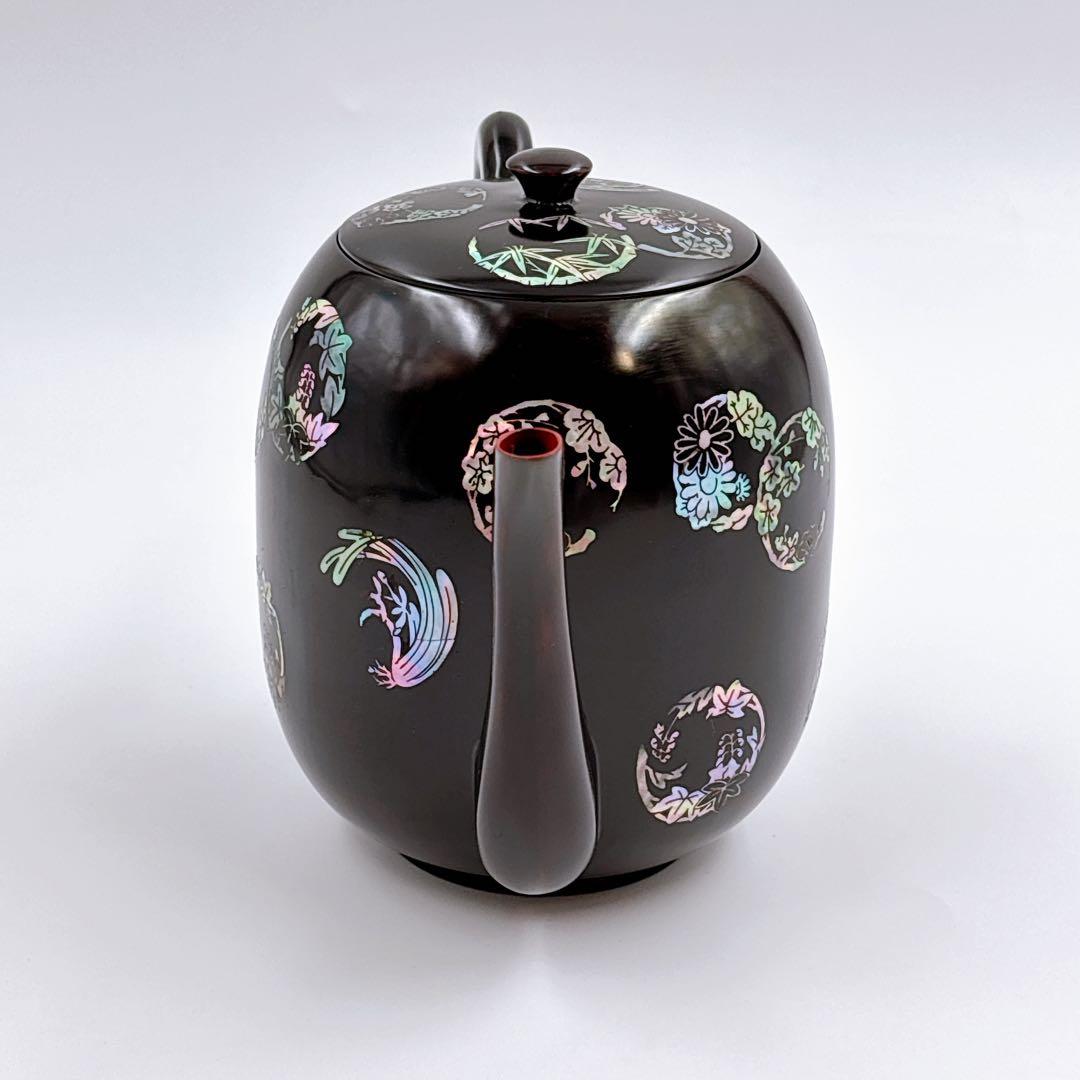 無形文化財13號 杏寸漆芸 人間文化財 李義植 丸紋螺鈿細工 水注 水次 茶器