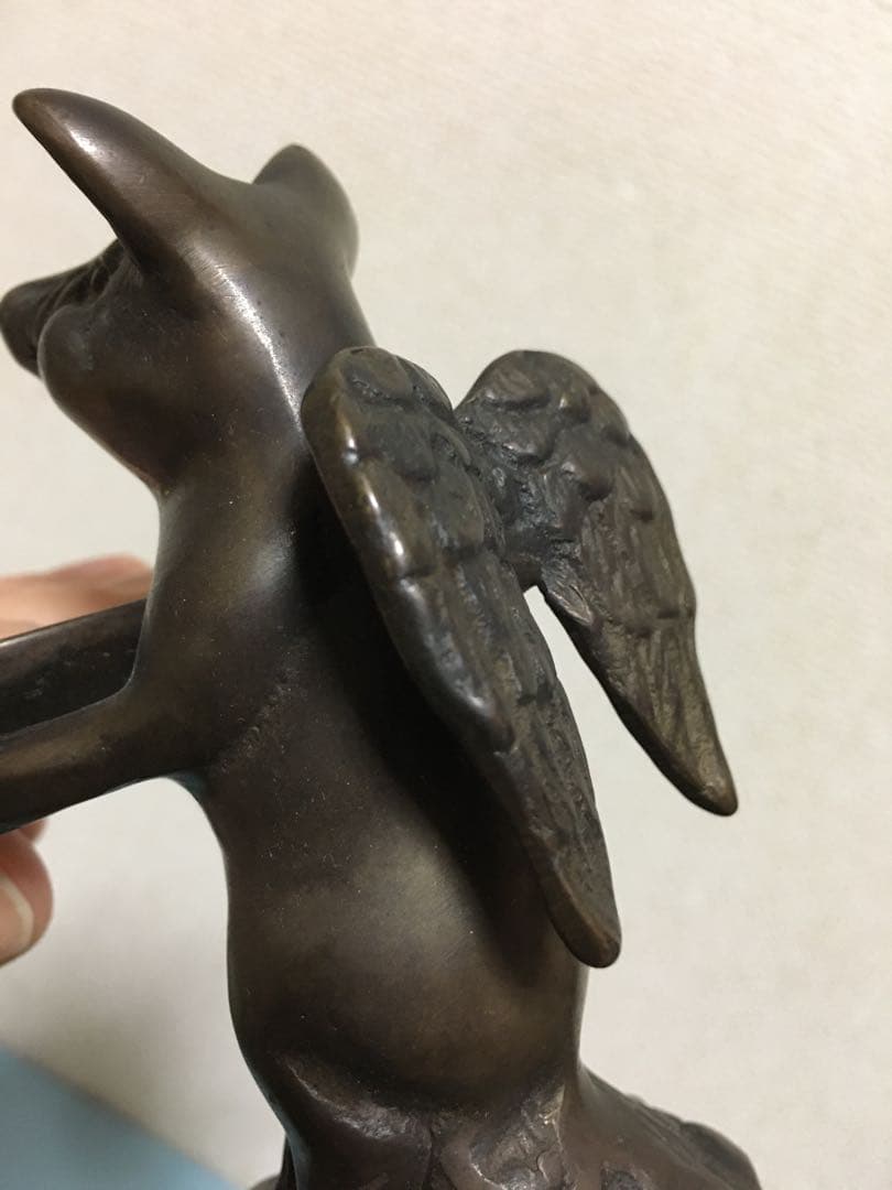 真鍮製？金属製天使のこぶたアクセサリー台　エンジェルピッグ小物入れジュエルケース