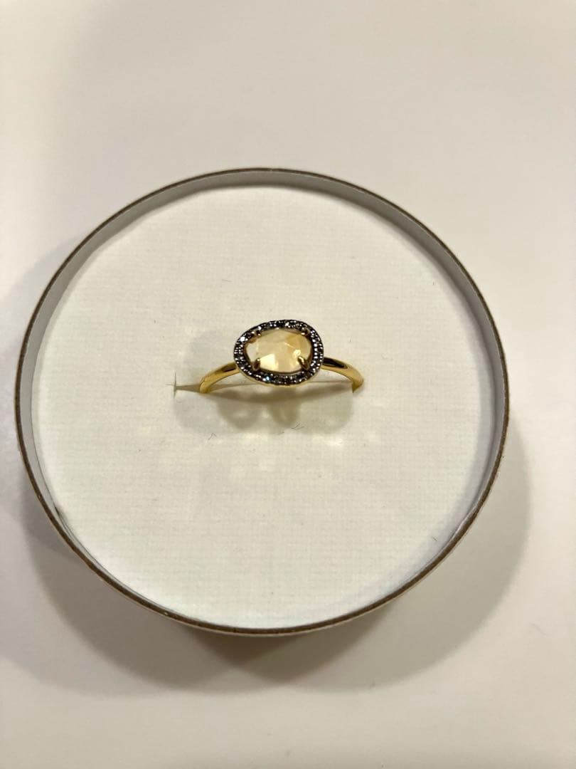美品ARTIDA OUD ミディアム シトリン パヴェダイヤモンドリング 13号