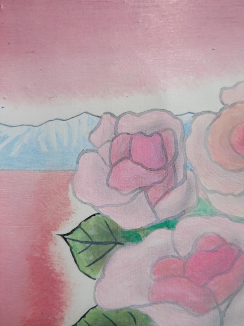 ◆今井ロヂン　「薔薇」　油彩　SM号　二科会審査員　古径額　師：レオナール藤田◆