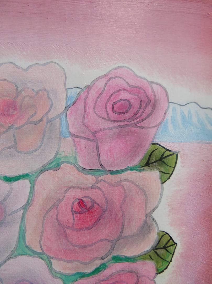 ◆今井ロヂン　「薔薇」　油彩　SM号　二科会審査員　古径額　師：レオナール藤田◆