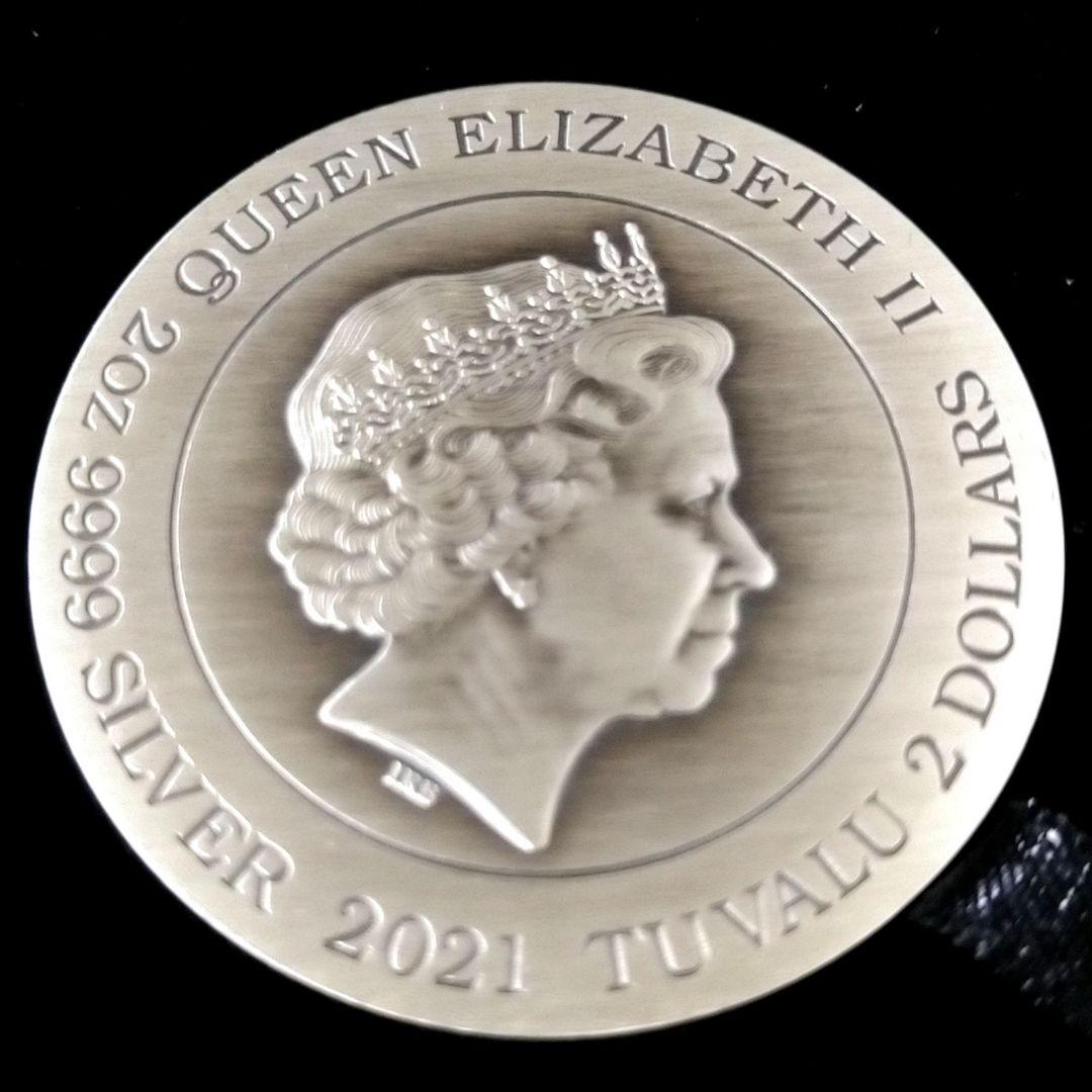 2021年 ツバル 銀製 陰陽 龍 鳳凰