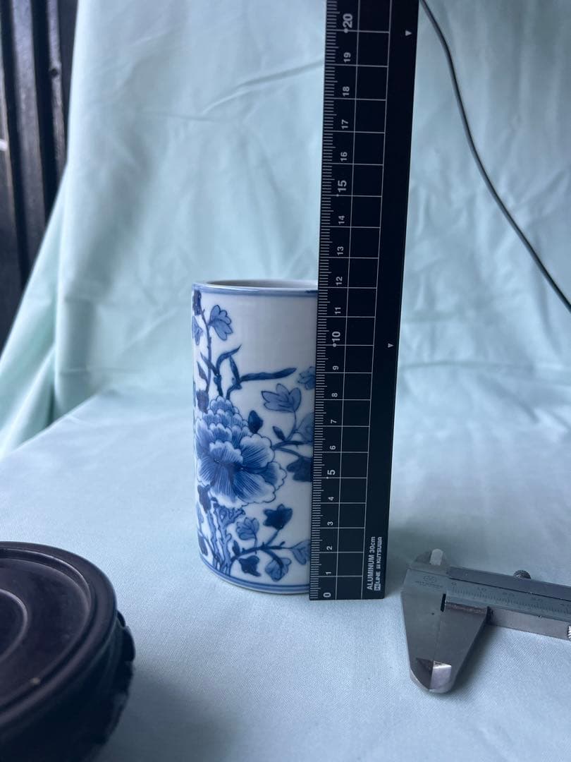 古美術 景德鎮 人民瓷廠 筆筒 青花花纹笔筒