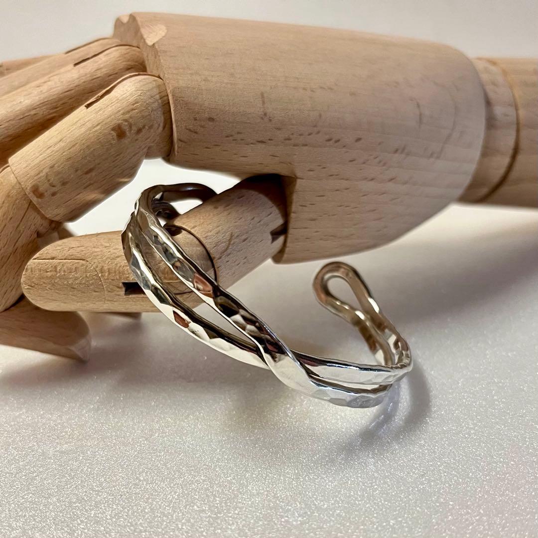 市松 シルバー980 クロスバングル【イニシャルなし】